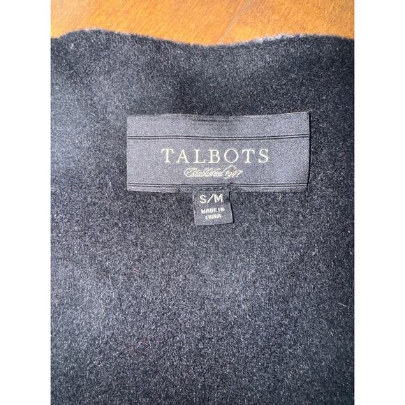 2010s Talbots Wool Angora Plaid Cape Wrap S/M – Gray Black Check fall winter - Picture 11 of 12